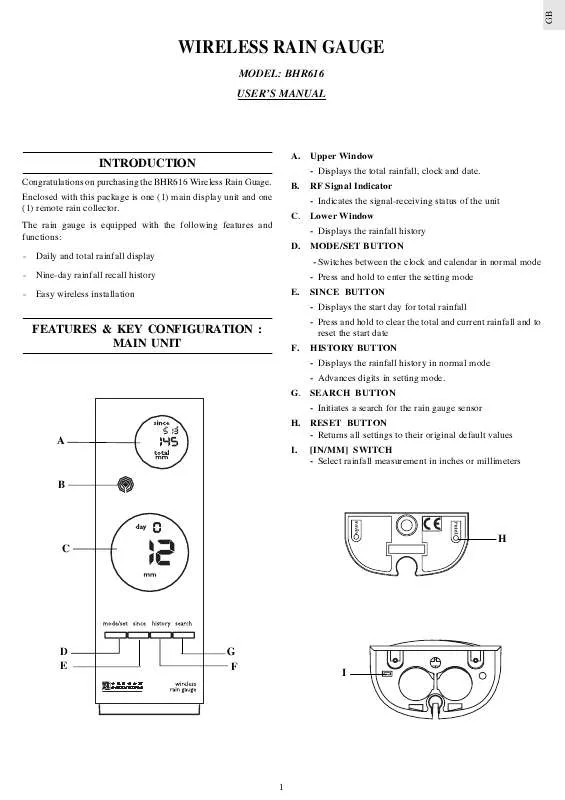 Mode d'emploi OREGON SCIENTIFIC BHR616