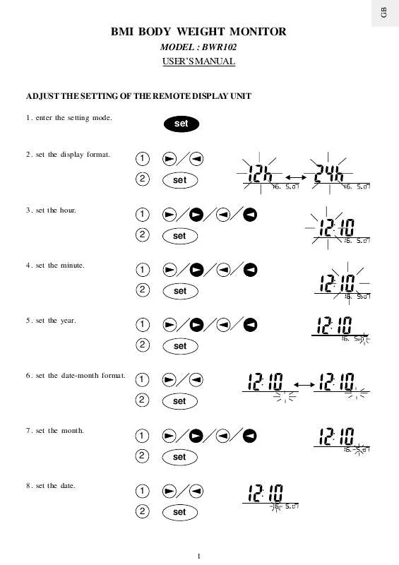 Mode d'emploi OREGON SCIENTIFIC BWR102