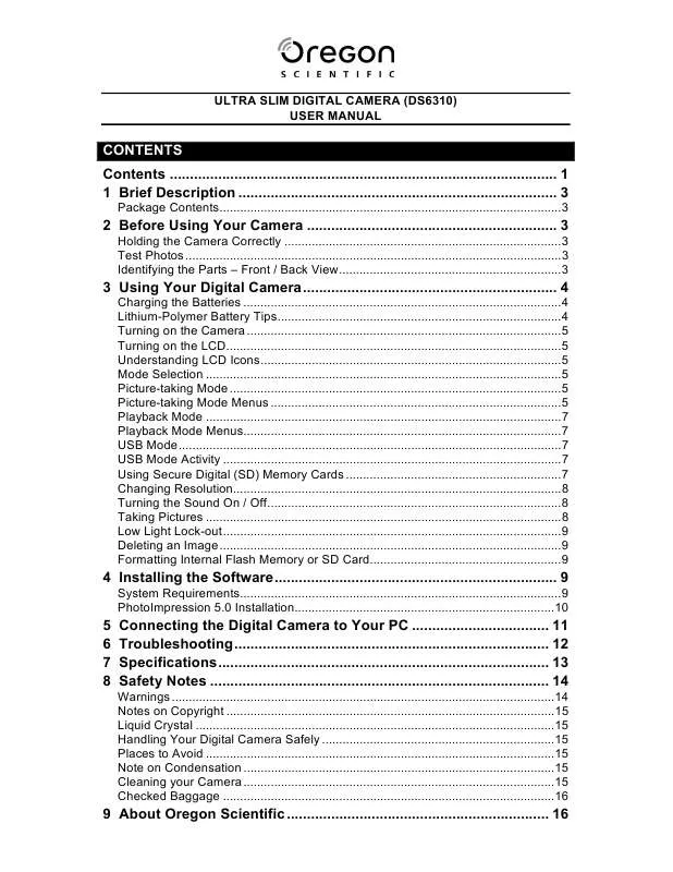 Mode d'emploi OREGON SCIENTIFIC DS6310