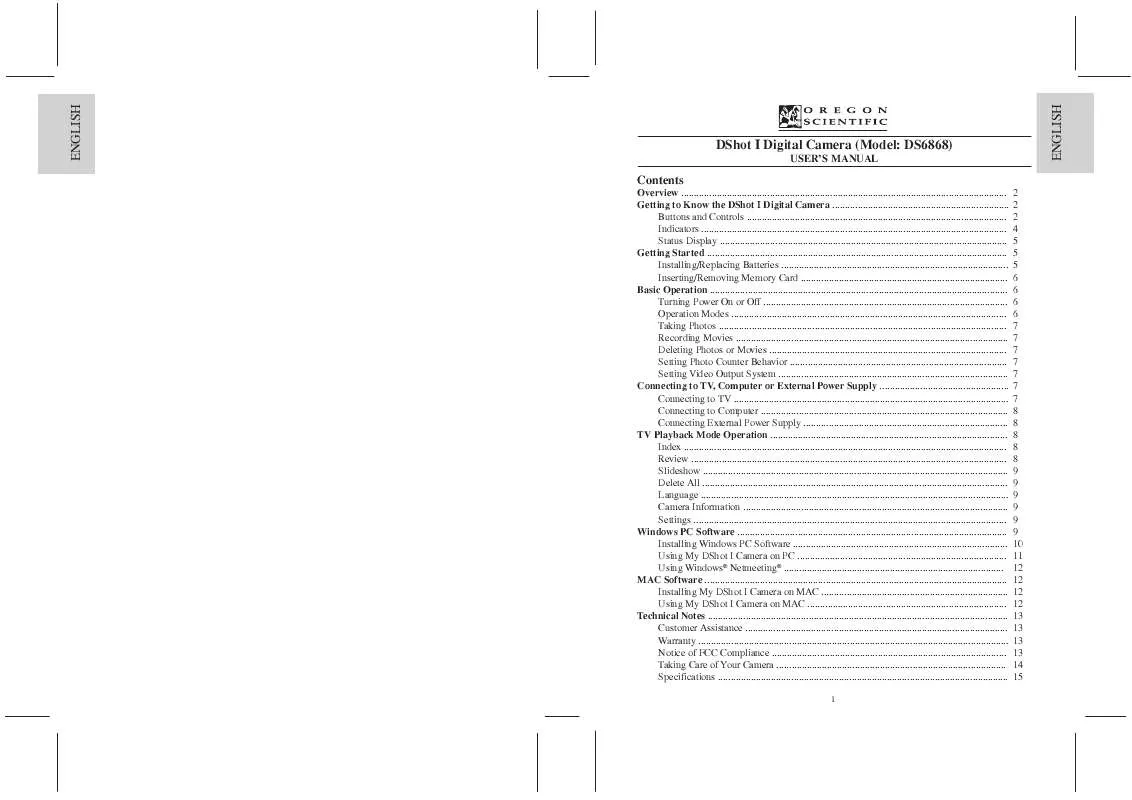 Mode d'emploi OREGON SCIENTIFIC DS6868