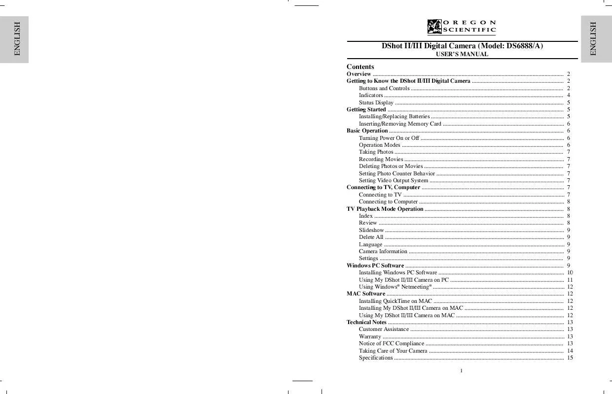 Mode d'emploi OREGON SCIENTIFIC DS6888