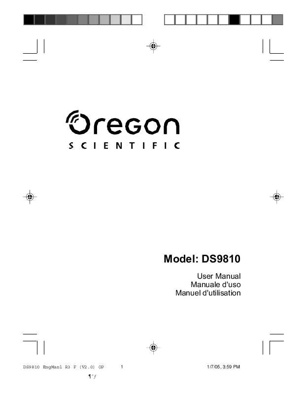 Mode d'emploi OREGON SCIENTIFIC DS9810