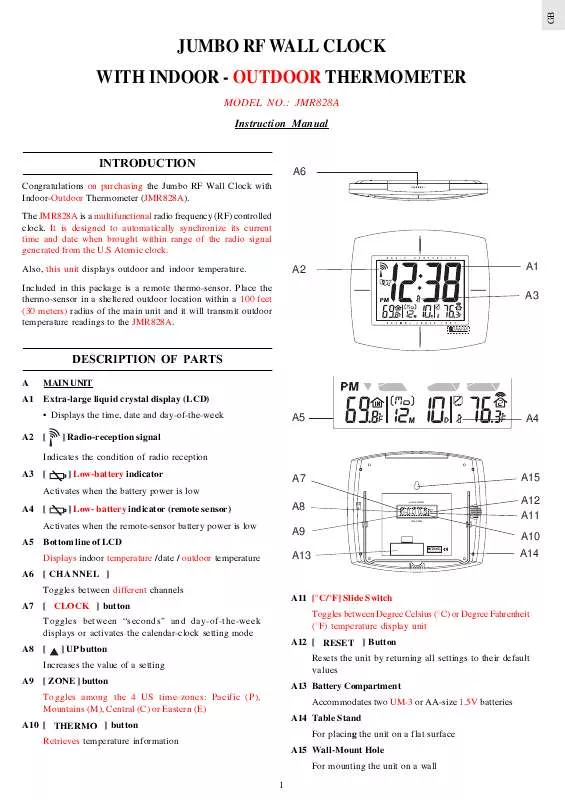 Mode d'emploi OREGON SCIENTIFIC JMR828A