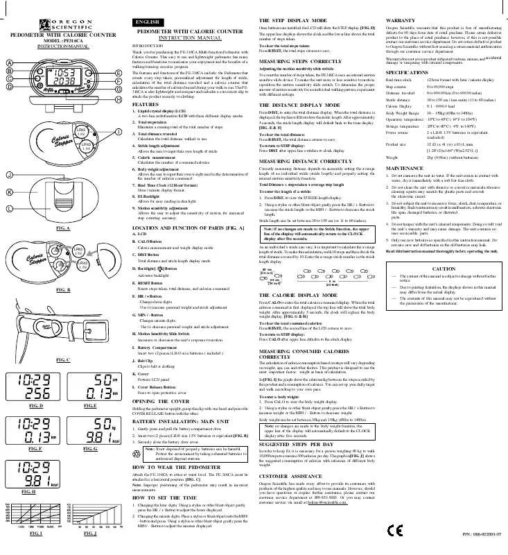 Mode d'emploi OREGON SCIENTIFIC PE316CA