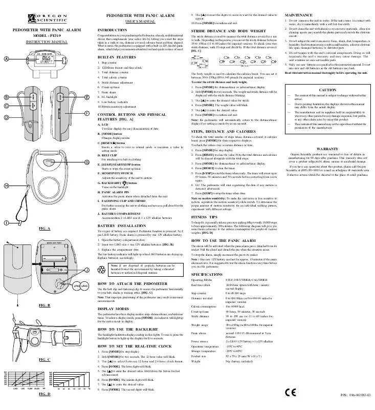 Mode d'emploi OREGON SCIENTIFIC PE319