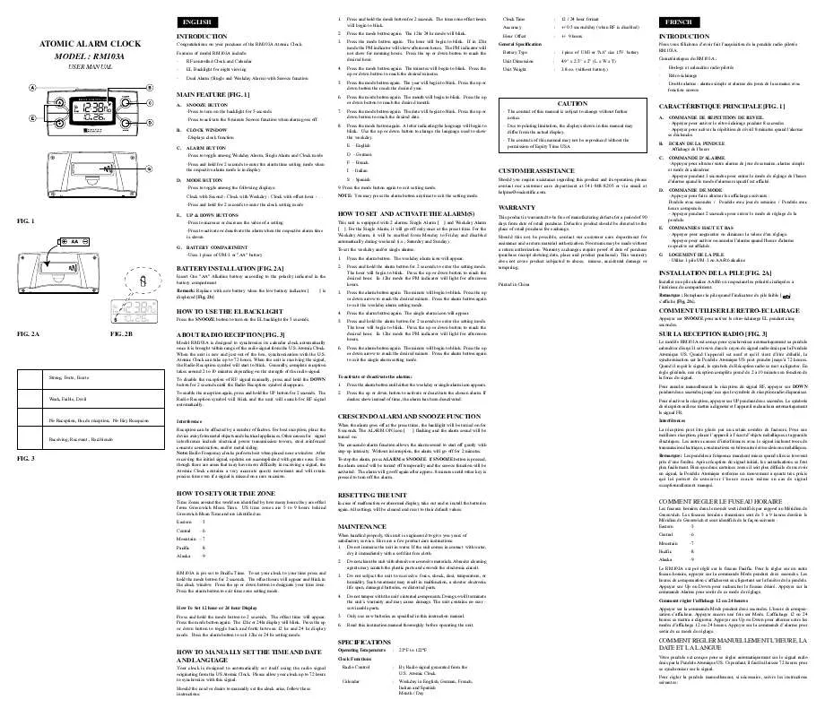 Mode d'emploi OREGON SCIENTIFIC RM103A