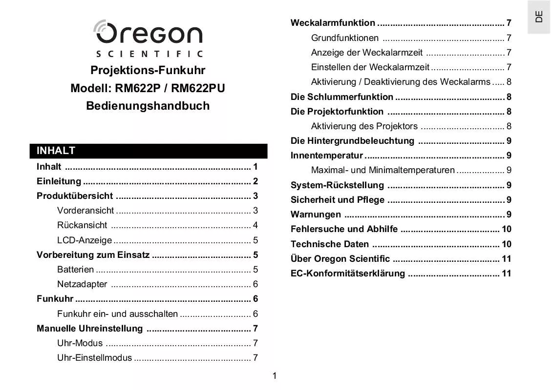 Mode d'emploi OREGON SCIENTIFIC RM622P