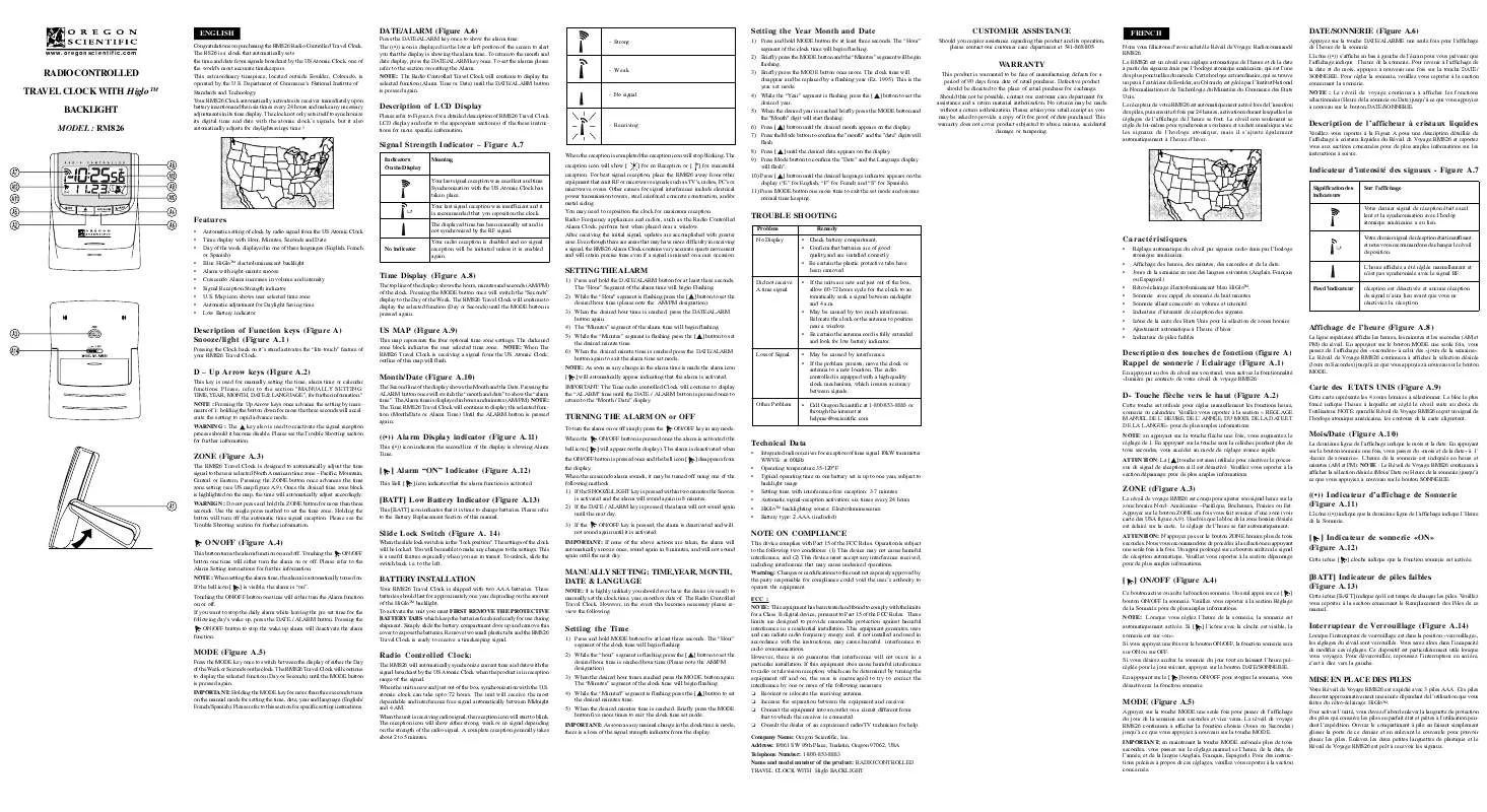 Mode d'emploi OREGON SCIENTIFIC RM826A