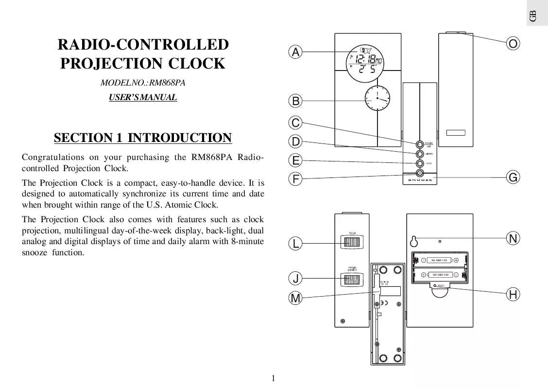 Mode d'emploi OREGON SCIENTIFIC RM868PA