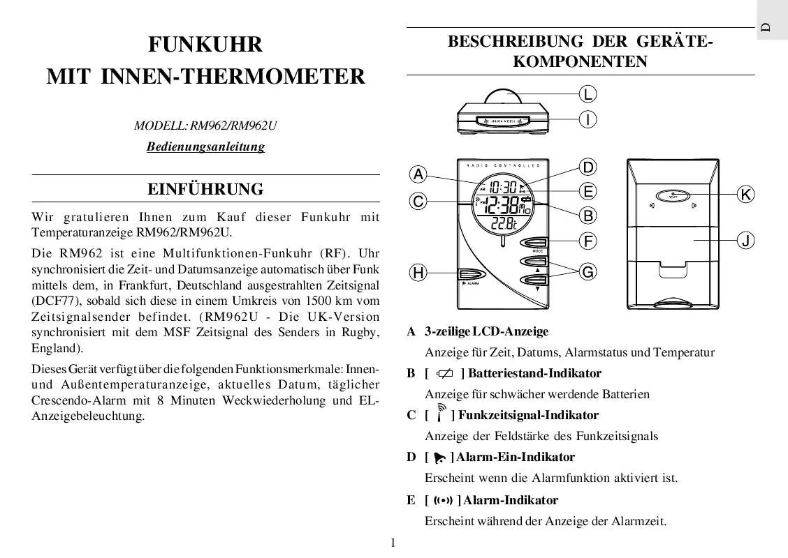 Mode d'emploi OREGON SCIENTIFIC RM962