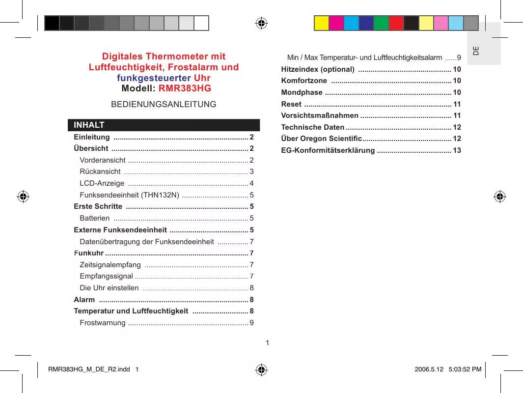 Mode d'emploi OREGON SCIENTIFIC RMR383HG