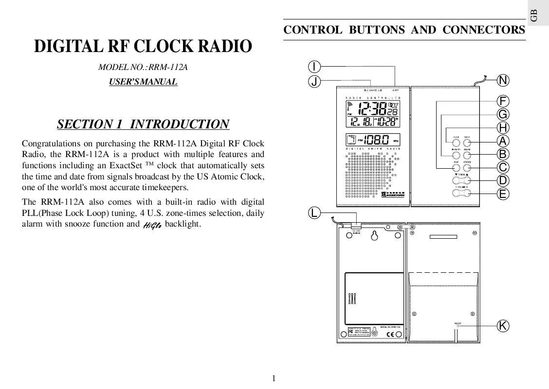 Mode d'emploi OREGON SCIENTIFIC RRM112A