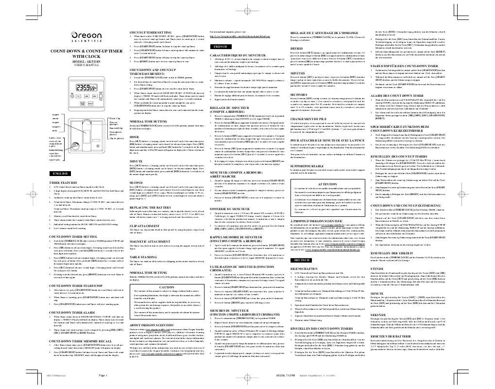 Mode d'emploi OREGON SCIENTIFIC SKT338N