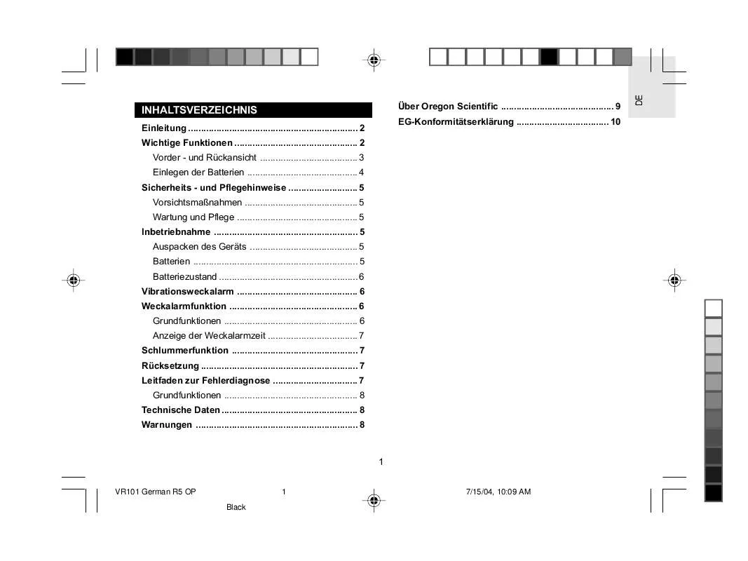 Mode d'emploi OREGON SCIENTIFIC VR101