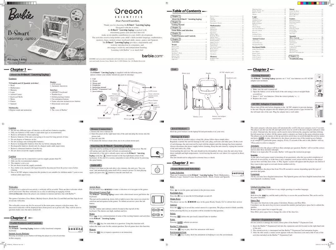 Mode d'emploi OREGON B-SMART LEARNING LAPTOP