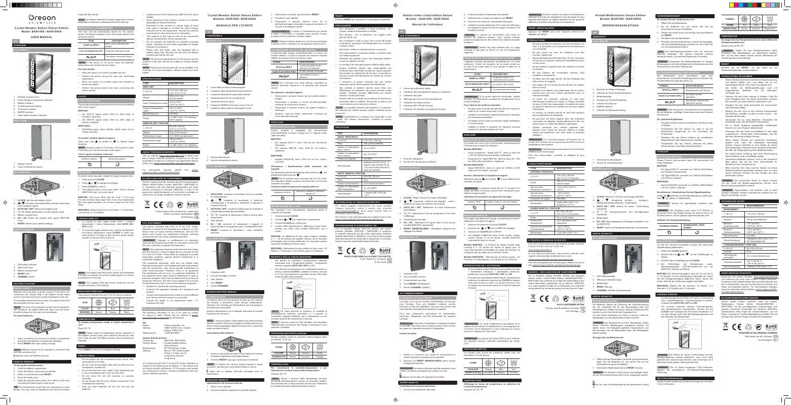 Mode d'emploi OREGON BAR1000
