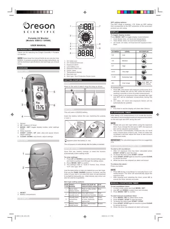 Mode d'emploi OREGON EB612-UV888