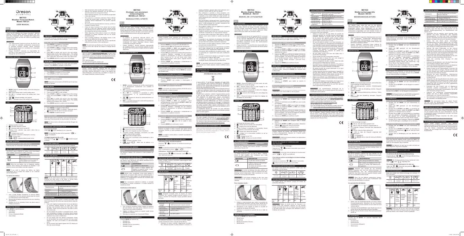 Mode d'emploi OREGON RA121