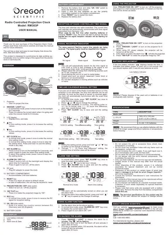 Mode d'emploi OREGON RM303P