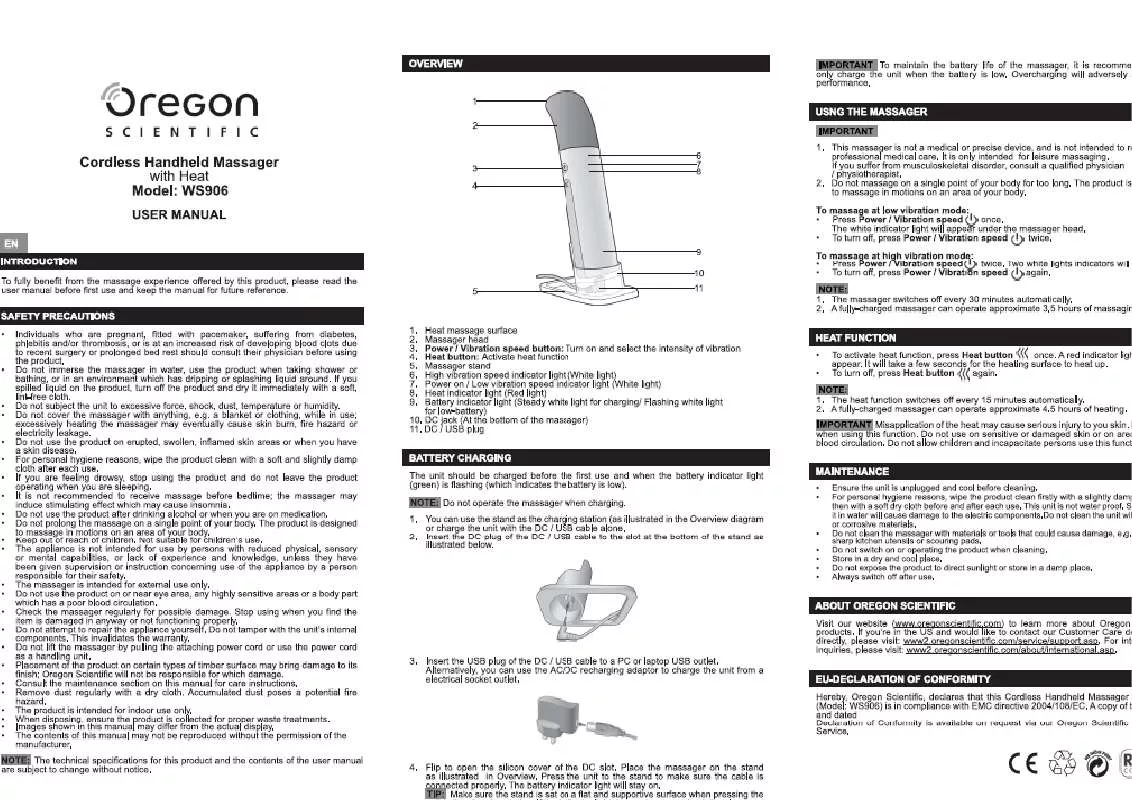 Mode d'emploi OREGON WS906