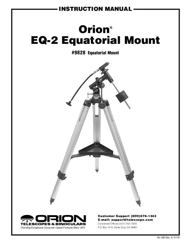 Mode d'emploi ORION TELESCOPES & BINOCULARS EQ-2 EQUATORIAL MOUNT