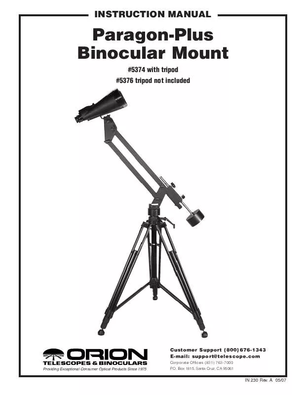 Mode d'emploi ORION TELESCOPES & BINOCULARS PARAGONBINOS