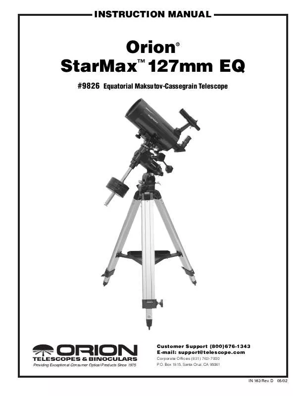 Mode d'emploi ORION TELESCOPES & BINOCULARS STARMAX 127 EQ