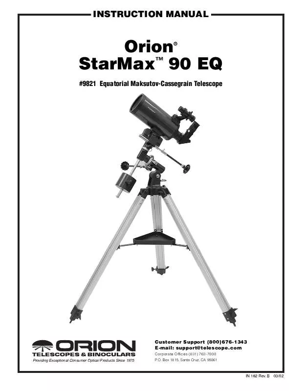 Mode d'emploi ORION TELESCOPES & BINOCULARS STARMAX90EQREVB