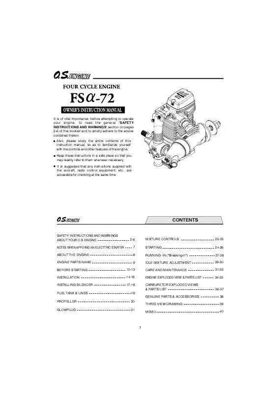 Mode d'emploi OS ENGINE FSA-72