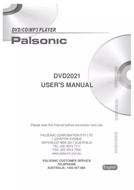 Mode d'emploi PALSONIC DVD2021