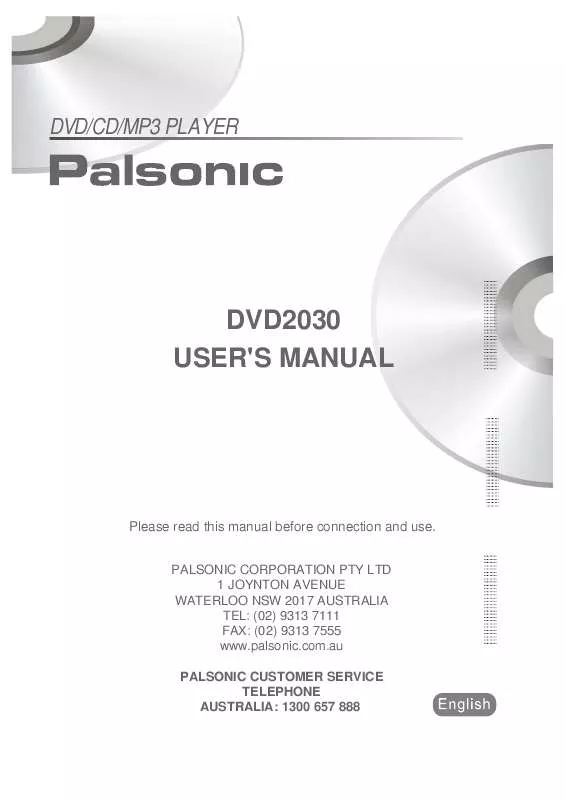Mode d'emploi PALSONIC DVD2030