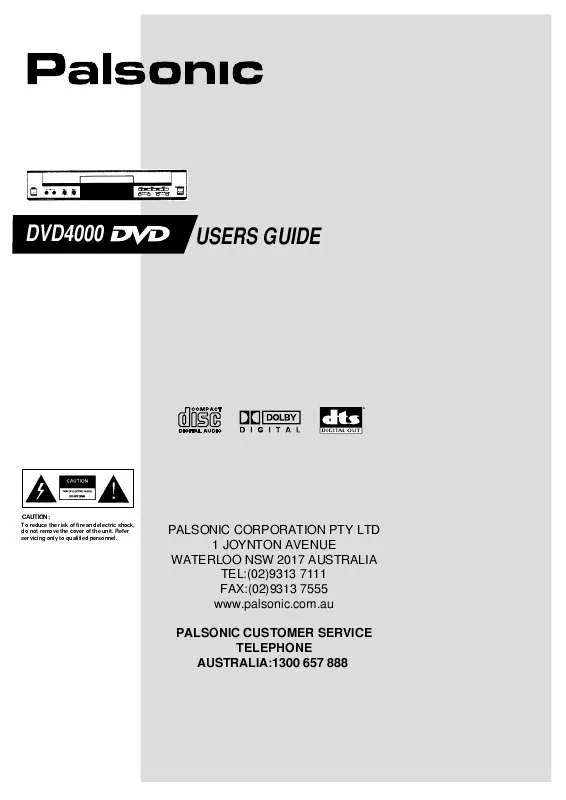Mode d'emploi PALSONIC DVD4000