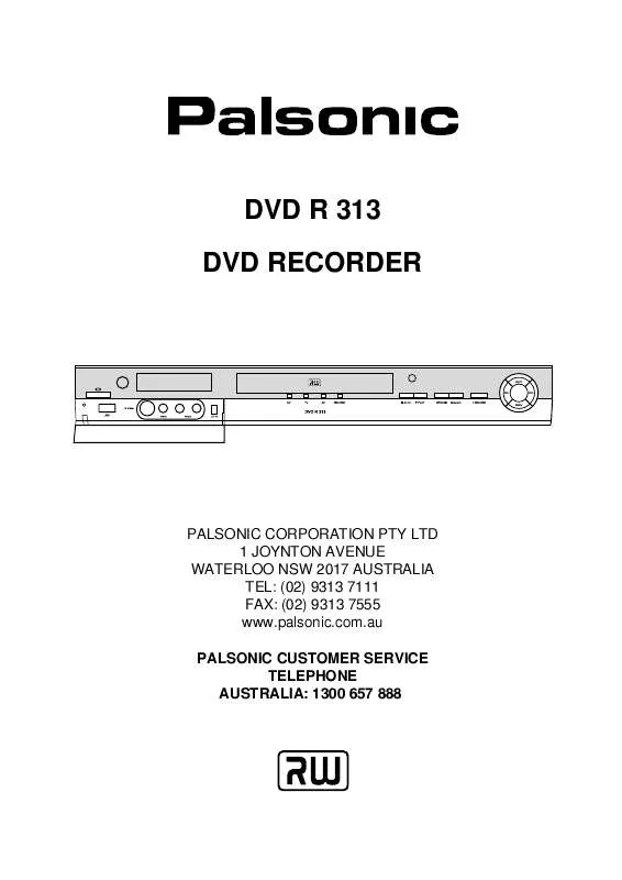 Mode d'emploi PALSONIC DVDR313