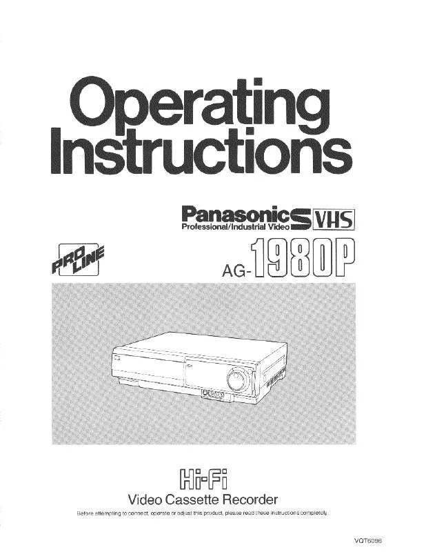 Mode d'emploi PANASONIC AG-1980