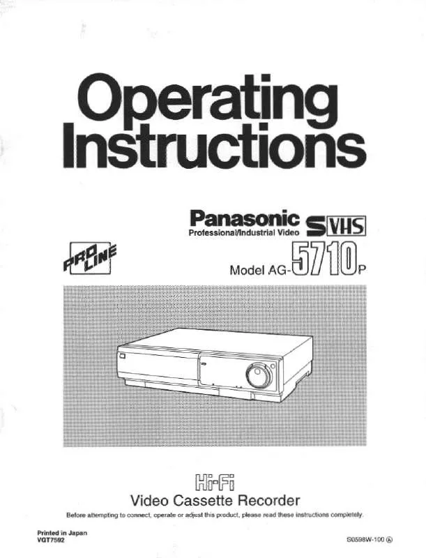 Mode d'emploi PANASONIC AG-5710