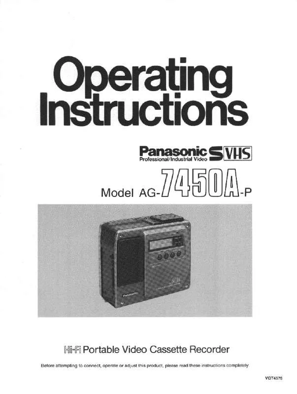 Mode d'emploi PANASONIC AG7450A-P