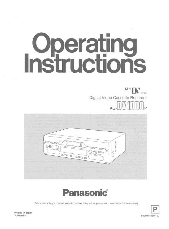 Mode d'emploi PANASONIC AG-DV1000P