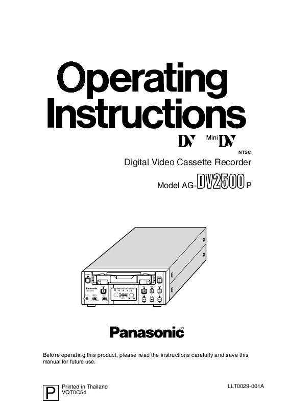 Mode d'emploi PANASONIC AG-DV2500P