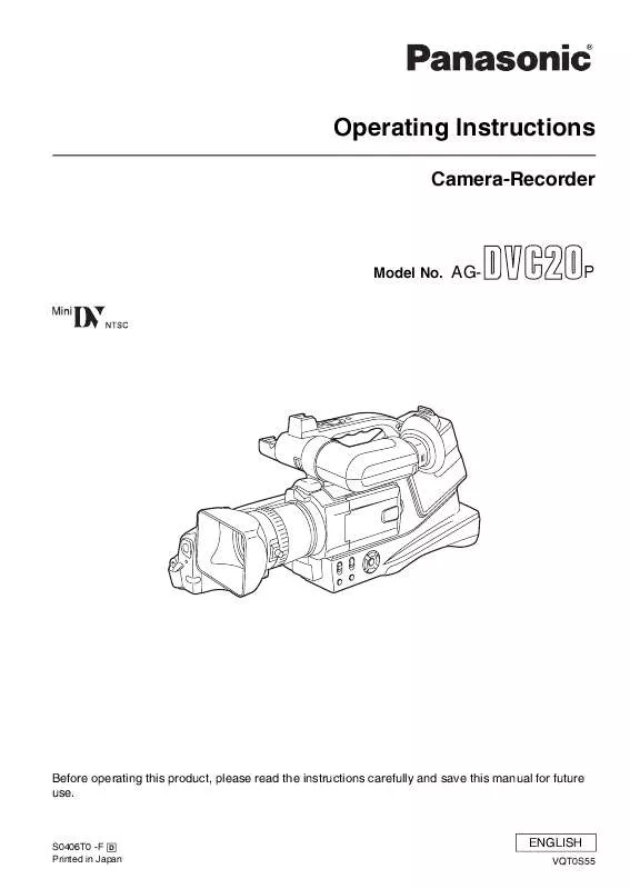 Mode d'emploi PANASONIC AG-DVC20