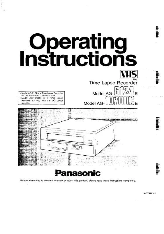 Mode d'emploi PANASONIC AG-1070