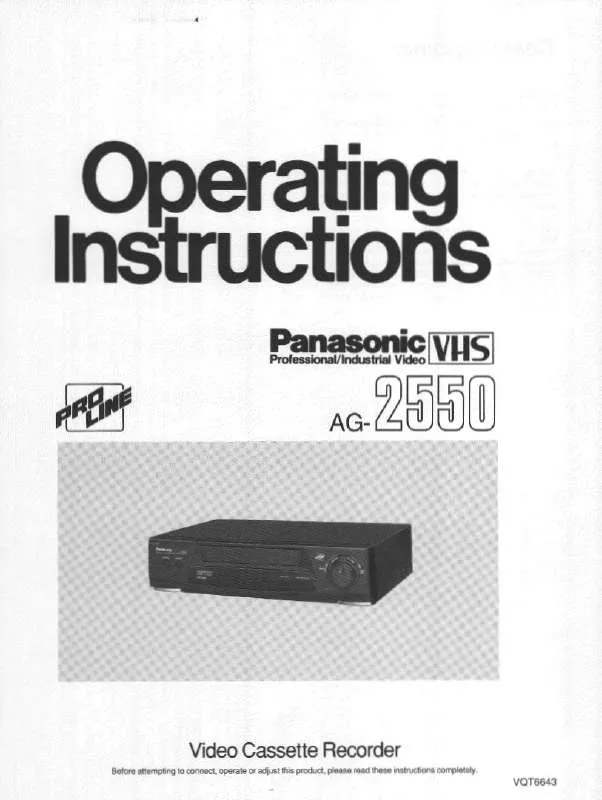 Mode d'emploi PANASONIC AG-2550