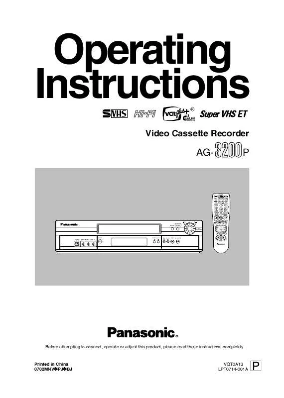 Mode d'emploi PANASONIC AG-3200