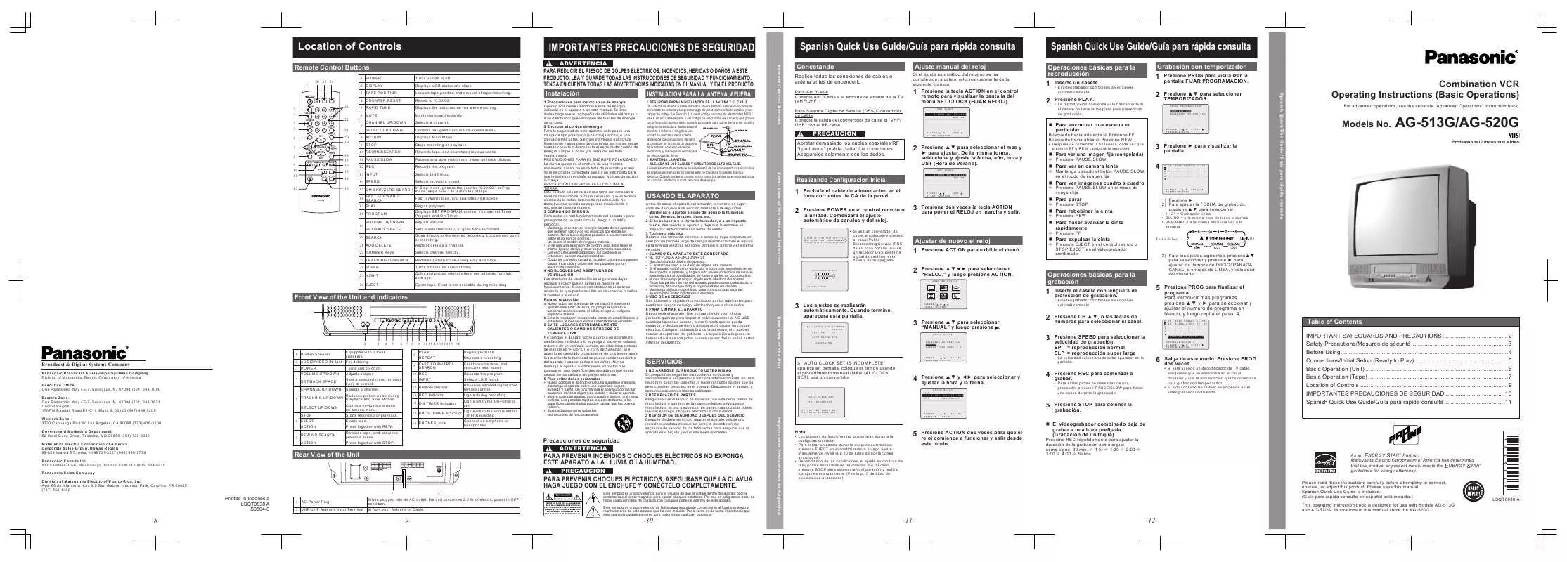 Mode d'emploi PANASONIC AG-513G