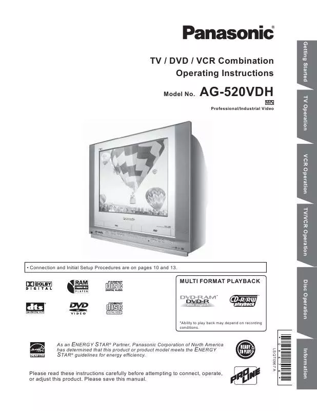 Mode d'emploi PANASONIC AG-520VDH