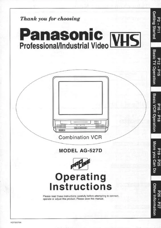 Mode d'emploi PANASONIC AG-527D