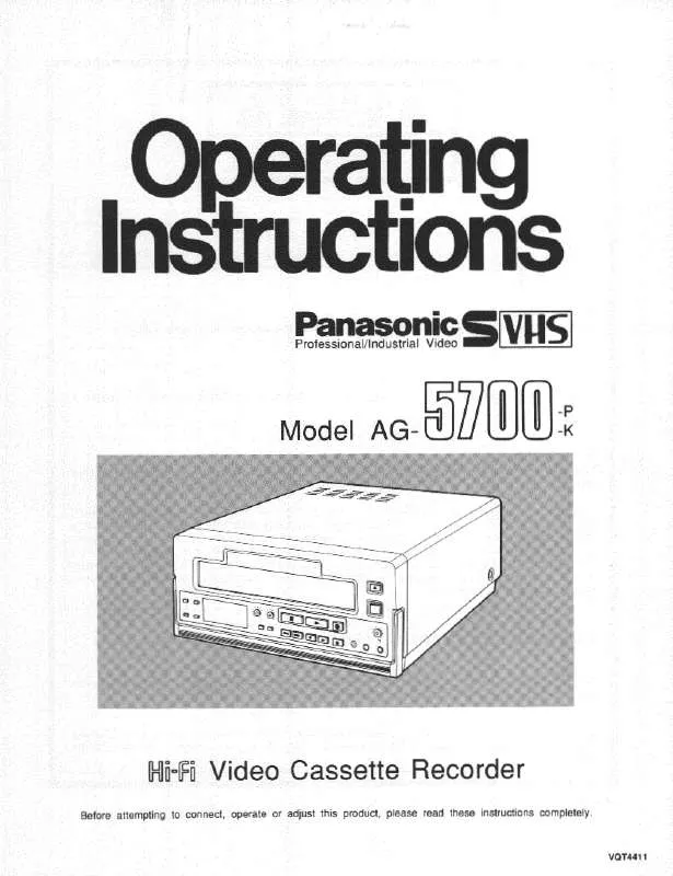 Mode d'emploi PANASONIC AG-5700K