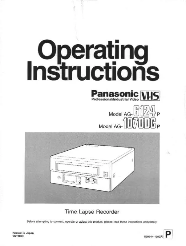 Mode d'emploi PANASONIC AG-6124