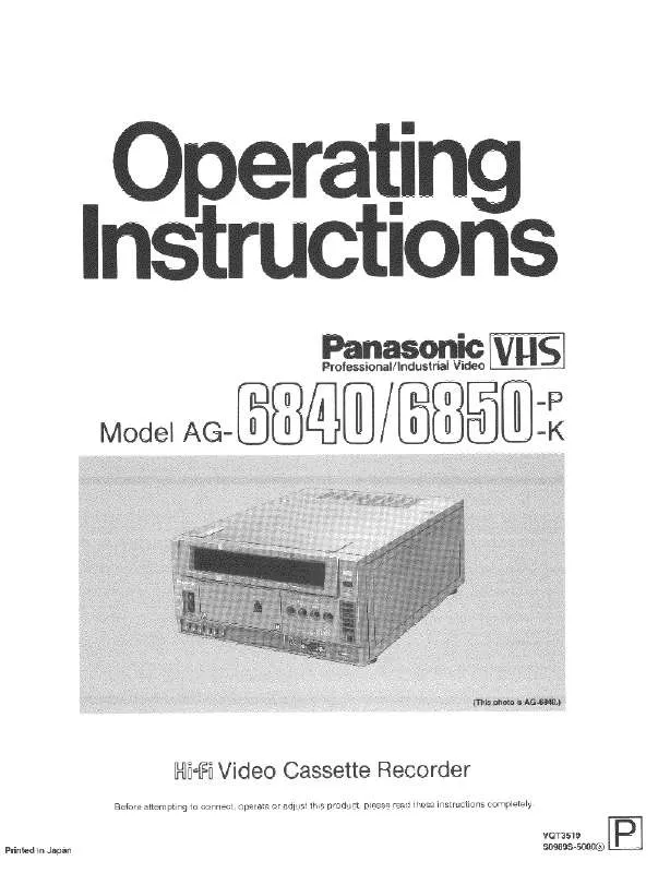 Mode d'emploi PANASONIC AG-6840HP