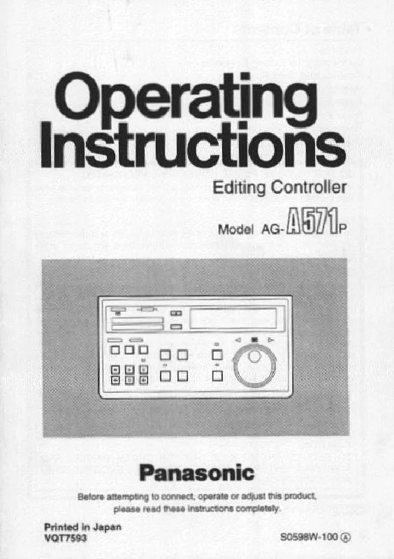 Mode d'emploi PANASONIC AG-A571P