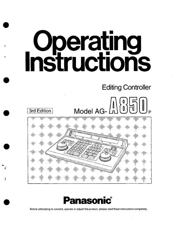 Mode d'emploi PANASONIC AG-A850